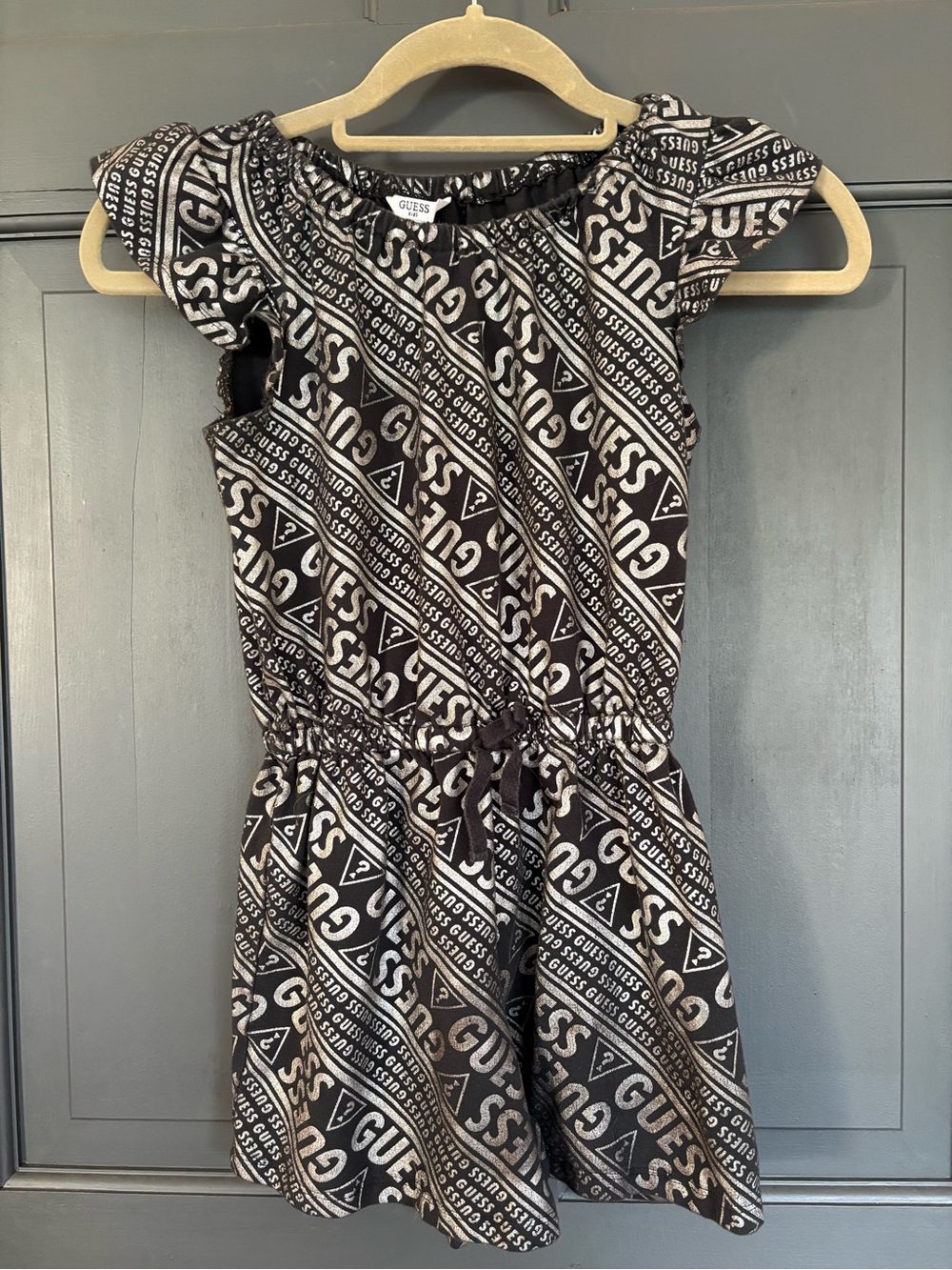 Guess Girls Summer Romper Black and Metallic